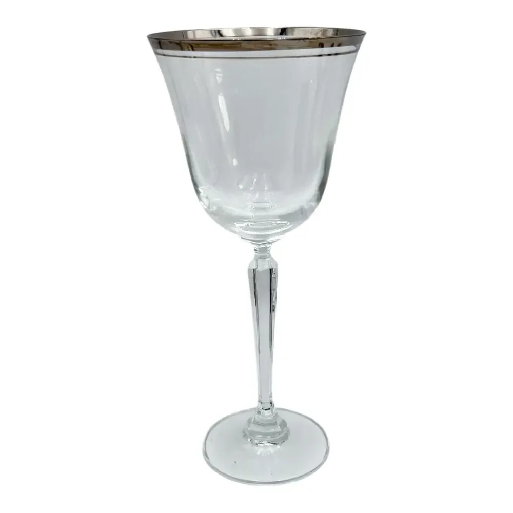 Mikasa Briarcliffe Crystal Stemware Silver Band Iced Tea Wine Glass Water Goblet